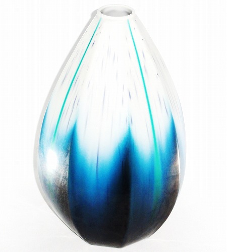 九谷焼　花器　松平雪生 九谷焼 花器 松平雪生 九谷焼 花器 松平雪生 赤絵稲田図 赤絵花瓶 骨董