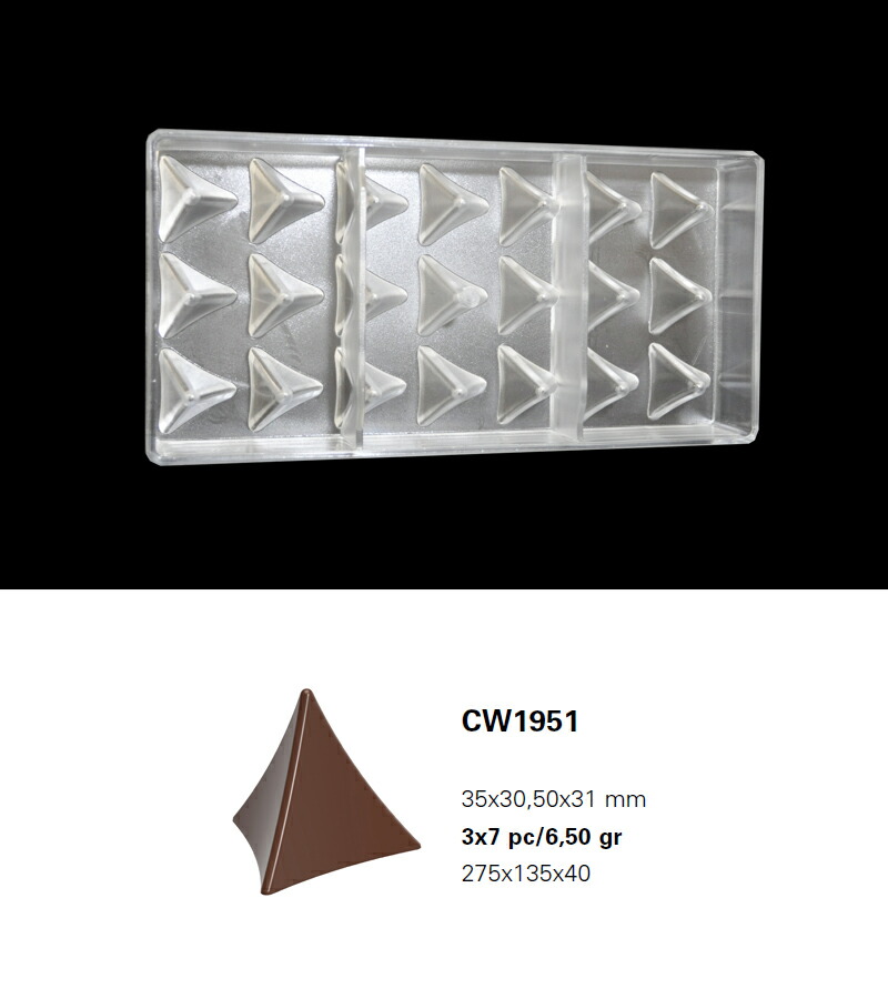 【予約対応対象商品】【25%OFF】【チョコレートワールド】 CW1951 PRALINE PYRAMID - FRANK HAASNOOT 35x30.5x31mm 21P 6g マトファー マトファ チョコレートワールド チョコレートモールド 2021年モデル