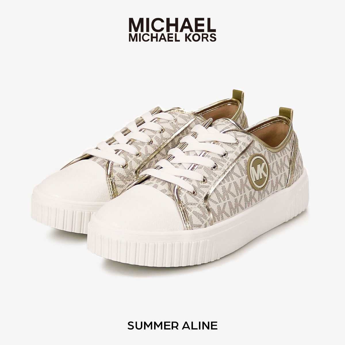 mk100588MICHAEL MICHAEL KORS マイケル マイケル コース SUMMER ALINE サマ― アリーン 日本正規販売代理店 マイケルコース 厚底 シューズ スニーカー オシャ