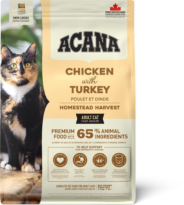 【猫】ACANA アカナ CHICKEN with TURKEY HOMESTEAD HARVEST ホームステッドハーベストキャット 1.8kg 猫用フード ドライフード 総合栄養食 オールステージ 全年齢対応【PU0410】