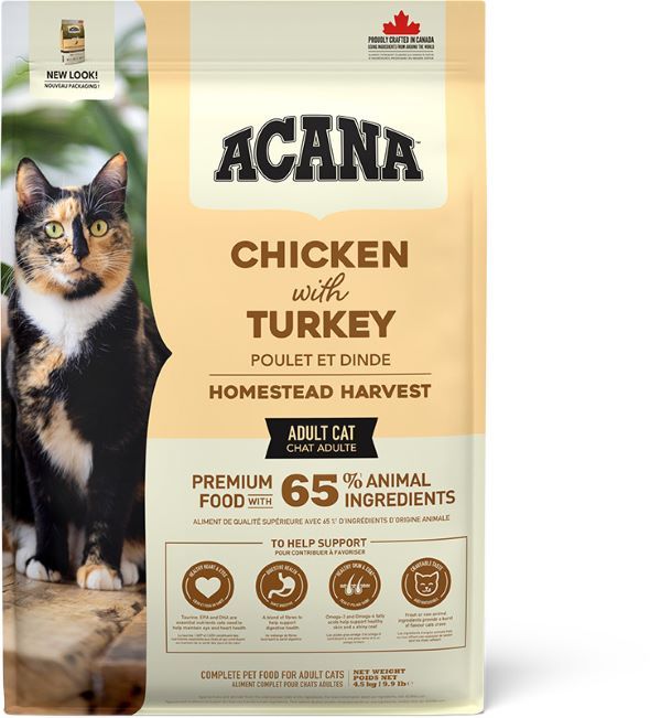【猫】ACANA アカナ CHICKEN with TURKEY HOMESTEAD HARVEST ホームステッドハーベストキャット 4.5kg 猫用フード ドライフード 総合栄養食 オールステージ 全年齢対応【PU0404】