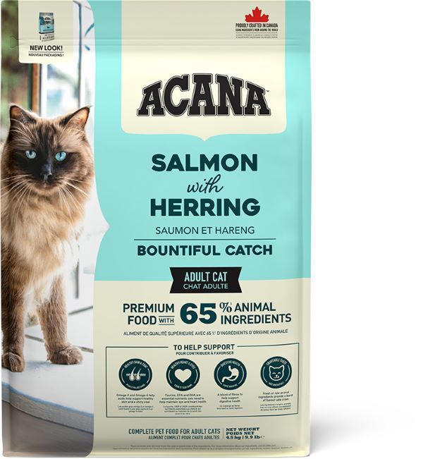 【猫】ACANA アカナ SALMONwithHERRING BOUNTIFULCATCH バウンティフルキャッチキャット 4.5kg 猫用フード ドライフード 総合栄養食 成猫用 アダルト【PU0404】