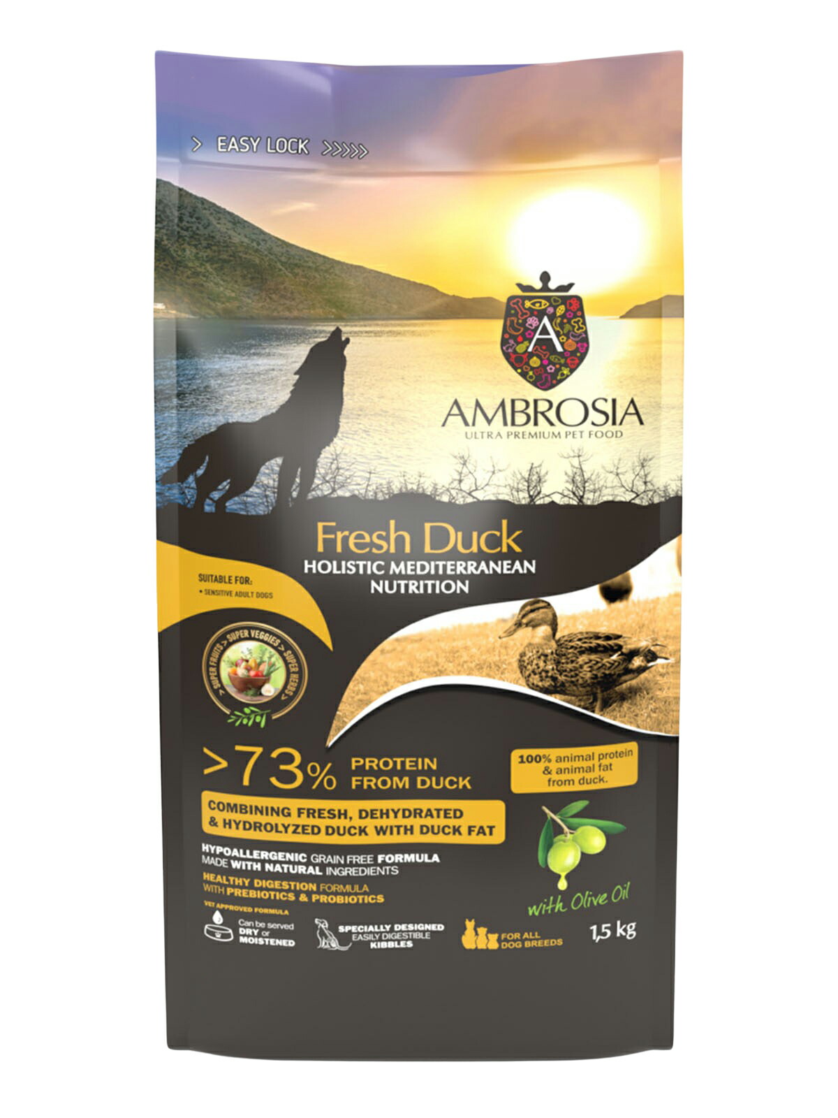AMBROSIA アンブロシア HMNダック アダルト 小粒 1.5kg ドッグフード ドライフード 正規品【PU0410】
