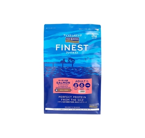 【犬】FISH4DOGS フィッシュ4ドッグ FINEST ファイネスト SALMON サーモン ADULT アダルト 3kg 犬用フード ドライフード 成犬用 高齢犬 総合栄養食 小粒【PU0410】
