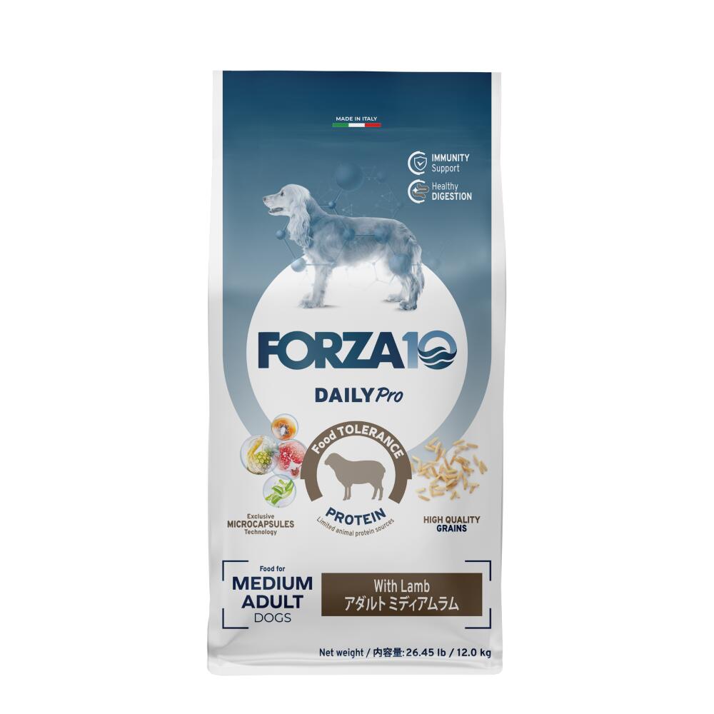 【犬】FORZA10 デイリー プロフォルツァ アダルトミディアム ラム 中粒 12kg 成犬 ドライフード 成犬用 総合栄養食【POINTUP20】｜Mathy Mathy