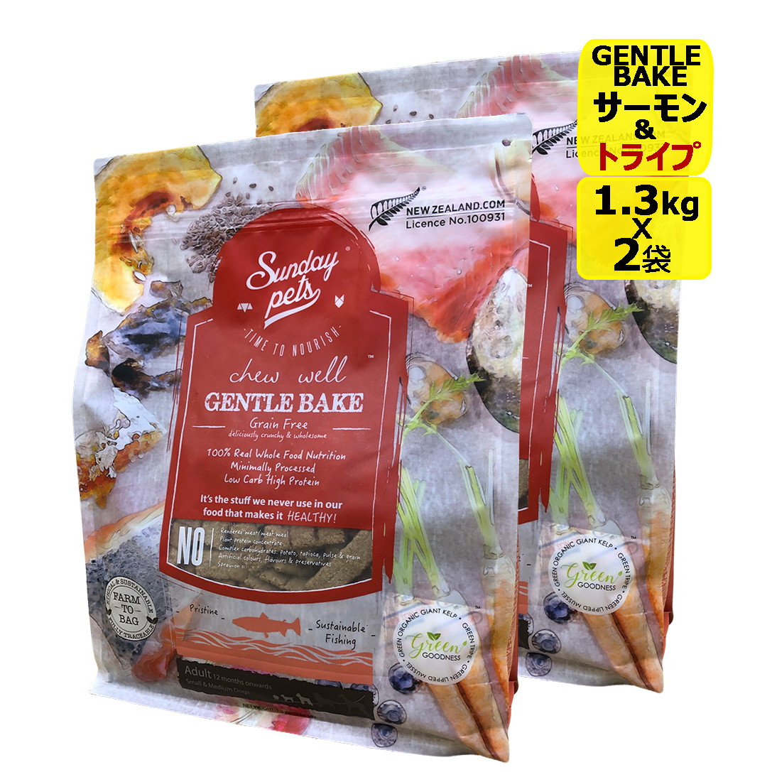 選べるおまけ【犬】SundayPets ジェントルベイク キングサーモン with トライプ 1.3kg ドライフード ドッグフード総合栄養食プレミアムフード サンデーペッツ　SET【PU0410】