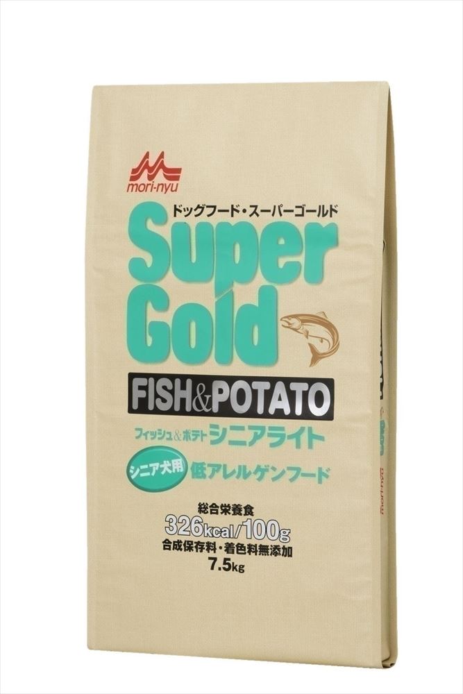 森乳サンワールド　スーパーゴールド SuperGold フィッシュ＆ポテト シニアライト7.5kg ドッグフード　ドライフード【PU0402】
