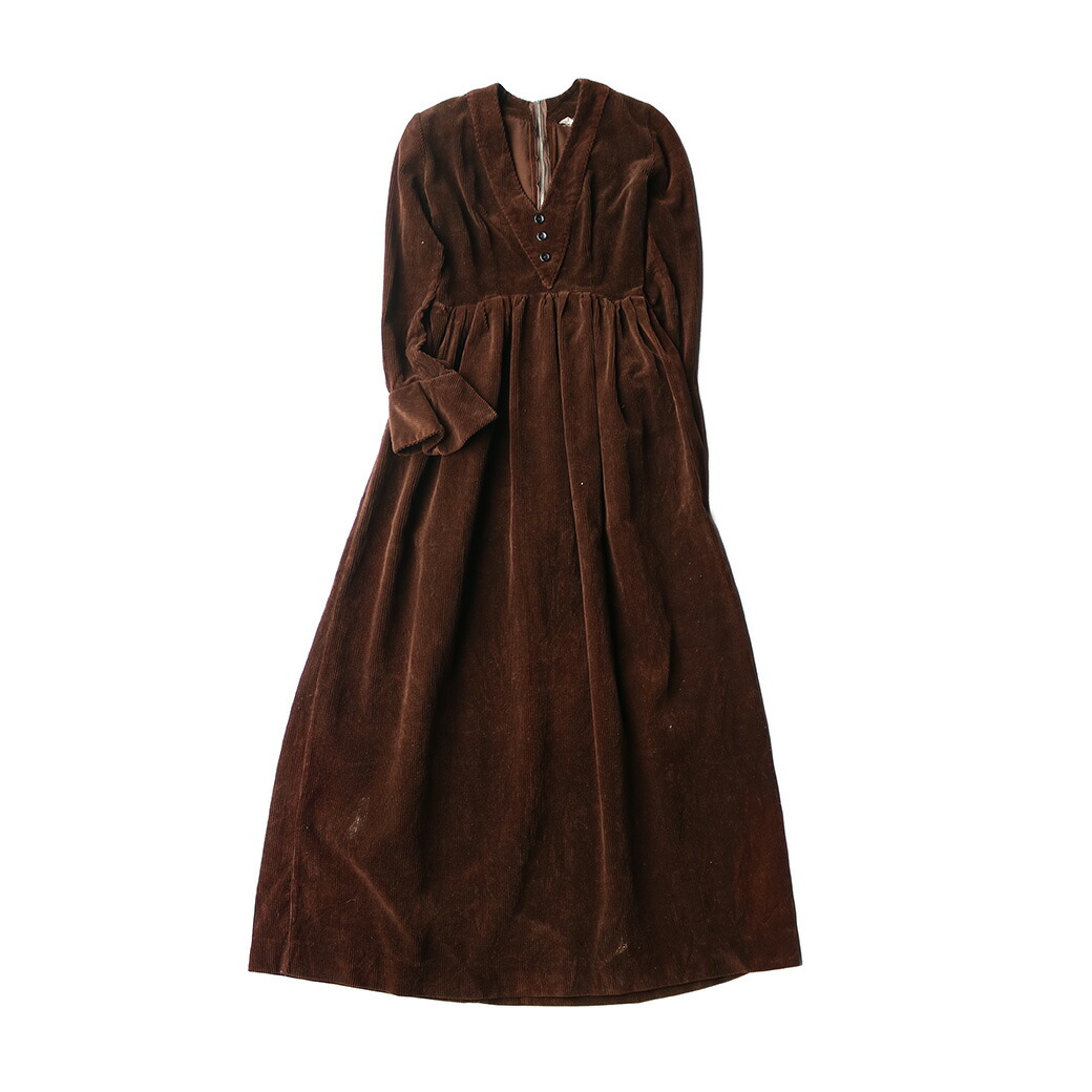 古着 アンティーク ビンテージ 70s レーヨンドレス ロング ワンピース 長袖 70年代 size:L程度 半袖ワンピース ドレス ロング丈 花柄 ドット