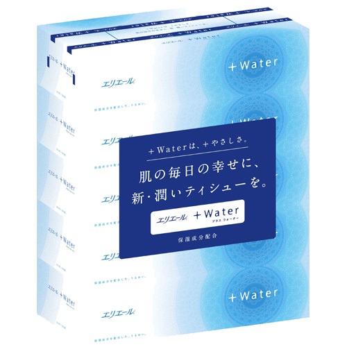 (貨物輸送無料)(まとめ買い・容れもの売りわたす)エリ叫び泣き つけ加えるお水(+Water) ティシュー（5箱容器に並べる）（10個書き割り）/ 大王製紙