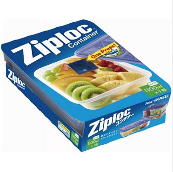 (送料無料)(まとめ買い・ケース販売)ジップロックコンテナー 長方形 1100mＬ （1個入）（24個セット）/ 旭化成