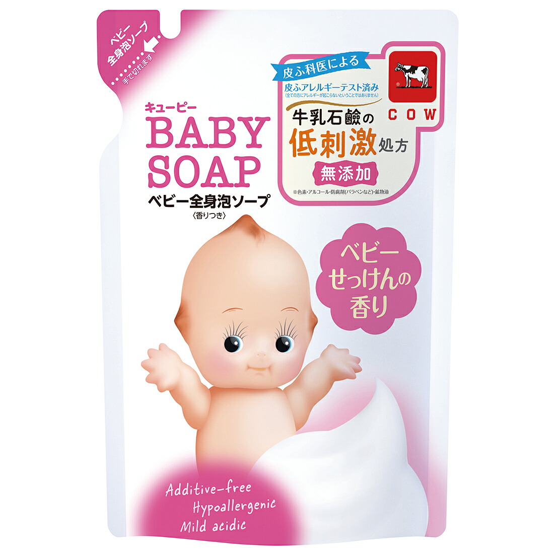 (送料無料)(まとめ買い・ケース販売)キューピー 全身ベビーソープ 泡タイプ ベビーせっけんの香り 詰替用（350mL）（16個セット）/ 牛乳石鹸
