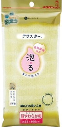 (送料無料)(まとめ買い・ケース販売)アワスター ボディタオル 超やわらかめ イエロー（60個セット）/ キクロン｜街の雑貨屋さん
