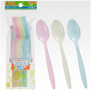 (送料無料)(まとめ買い・ケース販売)カラースプーン 17cm（10本入）（100個セット）/ サンナップ