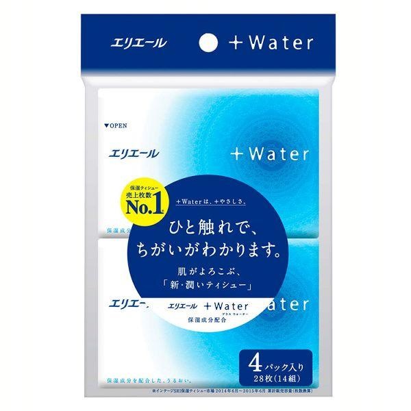 (送料無料)(まとめ買い・ケース販売)エリエール +Water(プラスウォーター) ポケット14W 4個(64個セット)/ 大王製紙