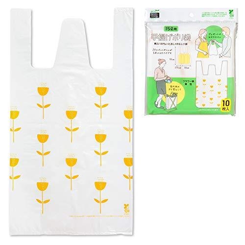 (送料無料)(まとめ買い・ケース販売)手提げポリ袋 15L用 フラワー柄 黄色(10枚入)(120個セット)/ ネクスタ|街の雑貨屋さん