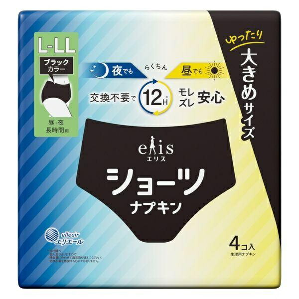 (貨物輸送無料)(まとめ買い・容れもの売りわたす)エリス さる股引きテーブルナプキン L-LL 昼・夜 長時間用 黒いこと（4枚入）下り物装置（18個書き割り）/ 大王製紙（エリ叫び泣き）