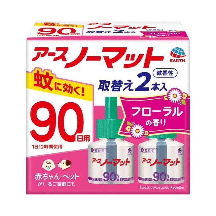 (送料無料)(まとめ買い・ケース販売)アースノーマット 取替えボトル90日用 微香性 フローラルの香り（2本入）詰替え リフィル（30個セット）/ アース製薬｜街の雑貨屋さん