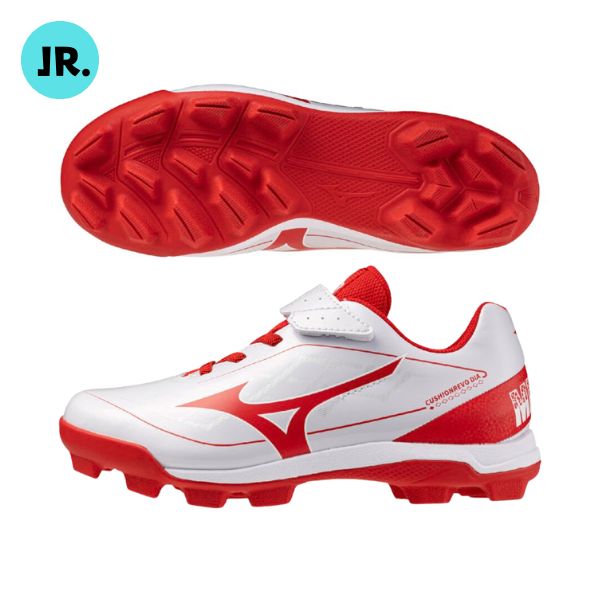 ミズノ MIZUNO　ジュニア クッションレボダイア Jr.(野球／ソフトボール)　11GP252762　野球スパイク(子供用/ポイントスパイク)　ワイド幅(3E)　レッド