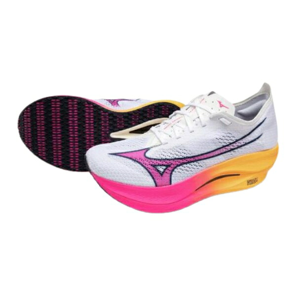 ミズノ ウエーブリベリオンプロ LOW W.REBELLION PRO LOW U1GD254311 ランニングシューズ 11:ホワイト×ピンク×オレンジ|フットボールシティ