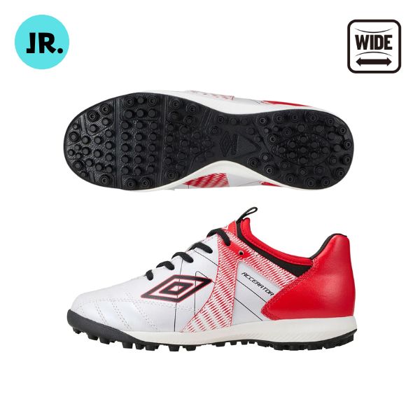 アンブロ UMBRO　子供用　アクセレイター TR JR WIDE　UF5SFCT3J-WHRD　ジュニアサッカートレーニングシューズ(ワイド/幅広)　ホワイト×レッド