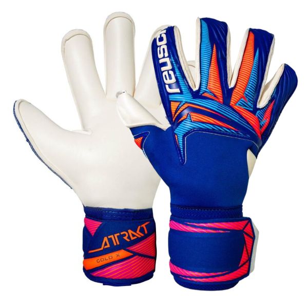 ロイシュ REUSCH　アトラクト ゴールドX ロールフィンガー　5670965-4126　サッカーGKグラブ / ゴールキーパーグローブ　ブルー×オレンジ