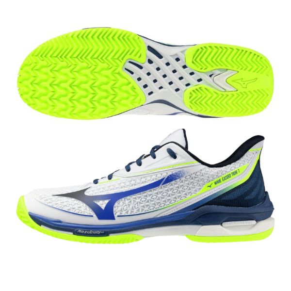 ミズノ MIZUNO ウエーブエクシードツアー7 OC 61GB267320 庭球シューズ【粘土／砂入り口・入口人工芝(オムニ)厚地の外套】 20：白いこと×青み×黄色