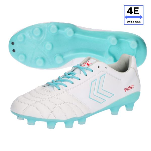 ヒュンメル hummel　ヴォラート3 プロ スーパーワイド / VORART III PRO SUPERWIDE　HAS1244SW-1062　サッカースパイク(4E/幅広)　ホワイト&times;ターコイズ｜フットボールシティ