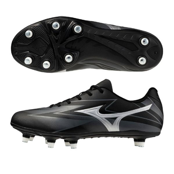 ミズノ MIZUNO ワイタンギ CLUB(ラガー) R1GA261001 ラガースパイク 百貨店広広とした(4E) 01：黒いこと×ギャラクシーシルバー