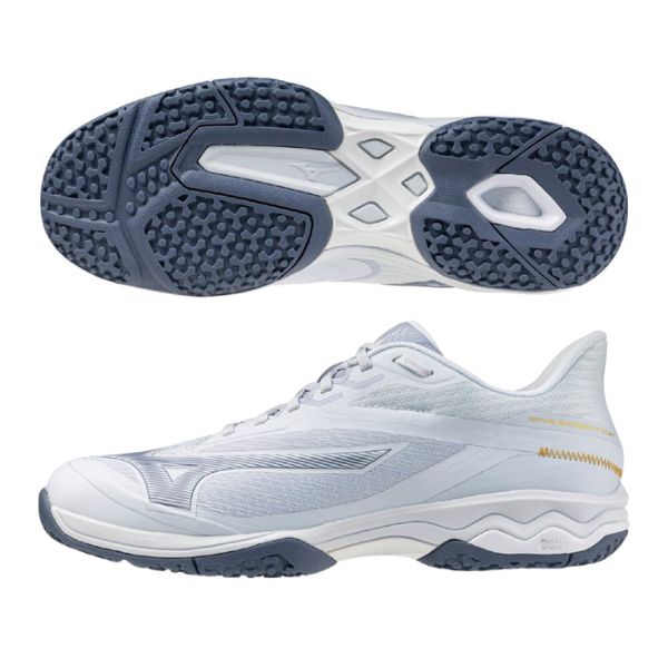 ミズノ MIZUNO ウエーブエクシードコート WIDE OC 61GB251822 庭球シューズ 【粘土／砂入り口・入口人工芝(オムニ)厚地の外套】 広々とした(3E) 内燃機関薄墨色×青み