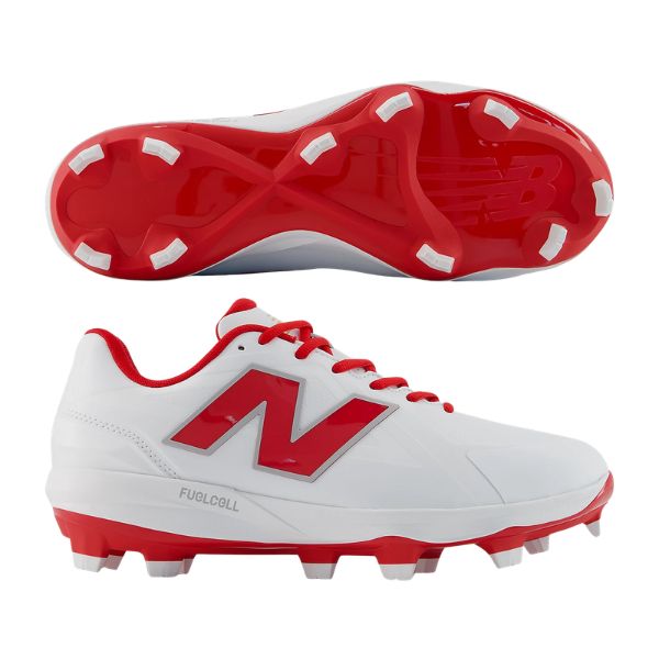 ニューバランス NewBalance 1000 V1 Molded M10009AX2E 野球スパイク(ベースボール/ポイントスパイク/TPUアウトソール) 天然芝/ターフ ホワイト×レッド|フットボールシティ