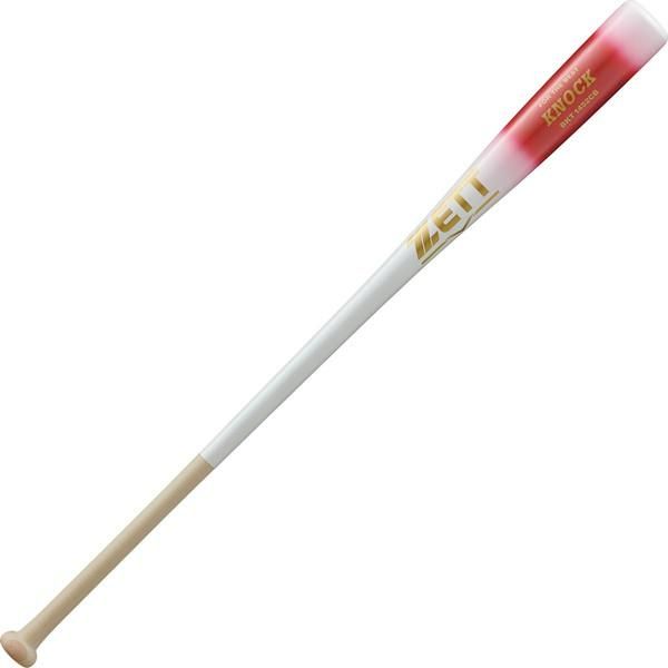 ゼット(ZETT)　硬式・軟式用 ノックバット　BKT1452CB-1164　野球 木製バット(朴+メイプル4面張り)　ホワイト×レッド