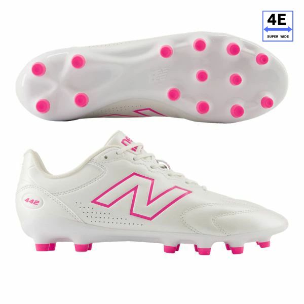 ニューバランス NewBalance　442 Team HG/AG V3　U43H60L4E　サッカースパイク　4E(幅広/ワイド)　ホワイト&times;ピンク｜フットボールシティ