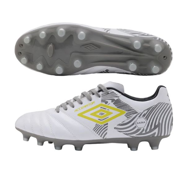 アンブロ UMBRO アクセレイター +GAINA HG UF6SCSB2M-WHYL 蹴球スパイク 遮熱原料品中底(暑さ相応う) 白いこと×黄色×薄墨色
