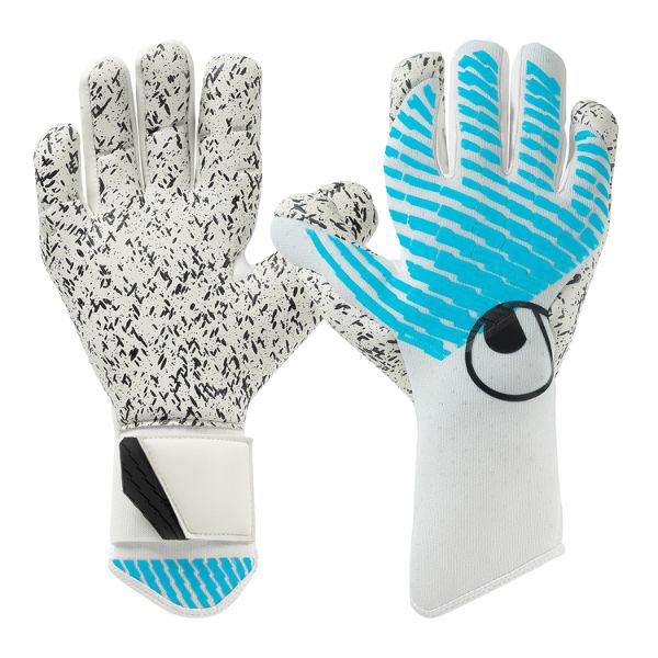 ウールシュポルト(uhlsport)　ゴールキーパーグローブ　サイバーテック スーパーグリップ+ ハーフネガティブ　1011375-01　サッカーGKグラブ　ホワイト×ブルー