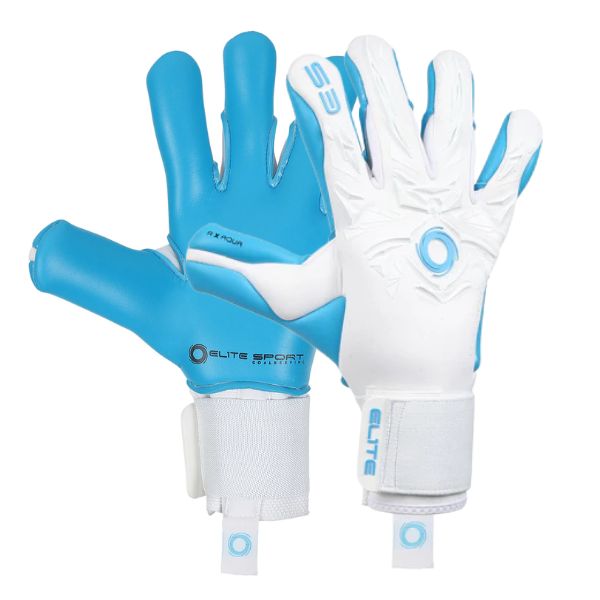 ELITE SPORT(エリートスポーツ)　ELITE REVOLUTION X AQUA　ELG-26802　サッカーGKグラブ(ゴールキーパーグローブ)　ホワイト/アクア(ブルー)｜フットボールシティ