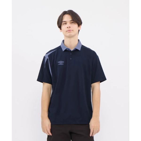 アンブロ UMBRO 【COACHERS】コーチャーズポロシャツ UF6SHS70M-NV00 蹴球お召しもの(半袖プルオーバー/伸ばすこと原料品/管理すること者/移し替える着) 米国海軍
