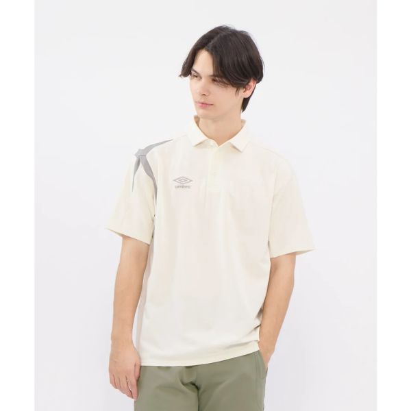 アンブロ UMBRO 【COACHERS】コーチャーズポロシャツ UF6SHS70M-OW00 蹴球お召しもの(半袖プルオーバー/伸ばすこと原料品/管理すること者/移し替える着) 象牙色