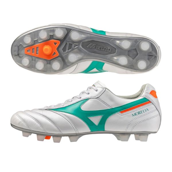 【限定カラー/P1GA260135】ミズノ　モレリア2 JAPAN / MORELIA II JAPAN　サッカースパイク　35：スーパーホワイトパール&times;グリーン｜フットボールシティ