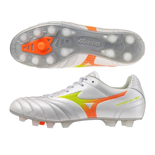 ミズノ MIZUNO モナルシーダネオ 3 広広とした エリート / MONARCIDA NEO III WIDE ELITE P1GA262154 幅ひろい 蹴球スパイク 白いこと×黄色×オレンジ色