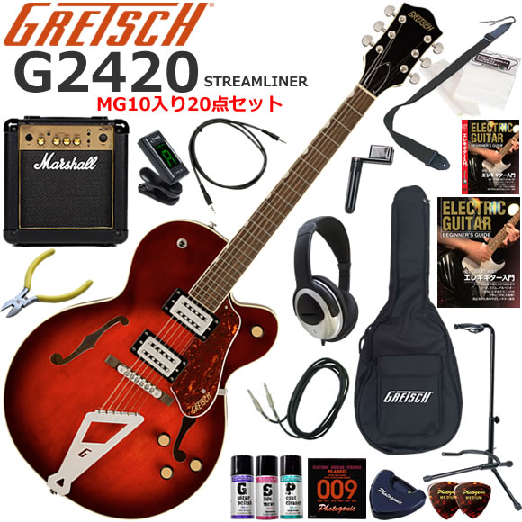 Gretsch グレッチ G2420 Streamliner/CLB エレキギター 初心者セット パワフルなサウンドのMarshall MG10が入ってる20点セット｜伊藤楽器　店