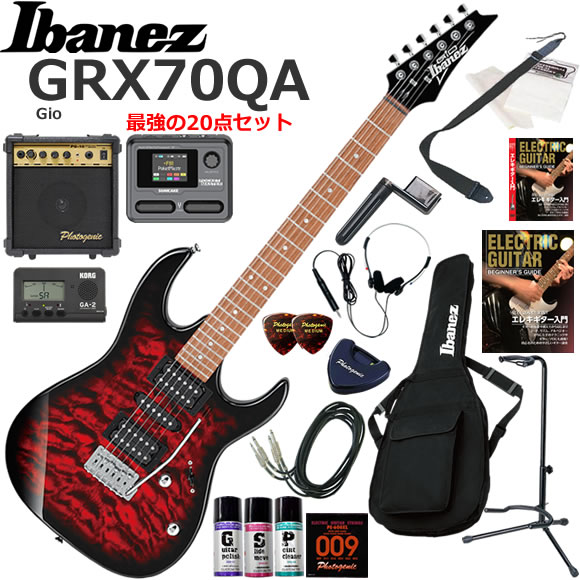 Ibanez アイバニーズ GRX70QA/TRB エレキギター 初心者セット マルチエフェクターも入ってる！最強の20点セット｜伊藤楽器　店 36,140円