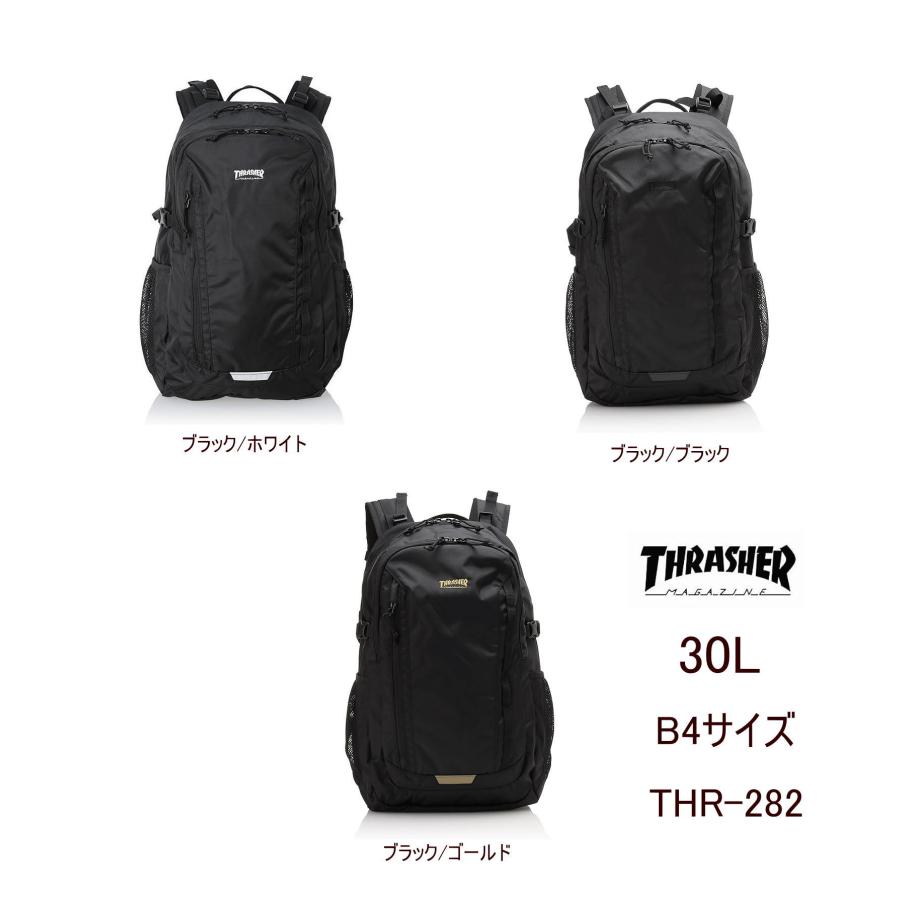 スラッシャー THRASHER リュックサック バックパック 中学生 高校生 大学生 通学 通勤 部活 修学旅行 林間学校 臨海学校 ジム 夏休み 冬休み 旅行 撥水 スクール 普段使い 大容量 30L 軽量 通学 通勤 メンズ レディース イタリア製クラシックツイル 頑丈 ブラック THR-282|ジューヌジャン