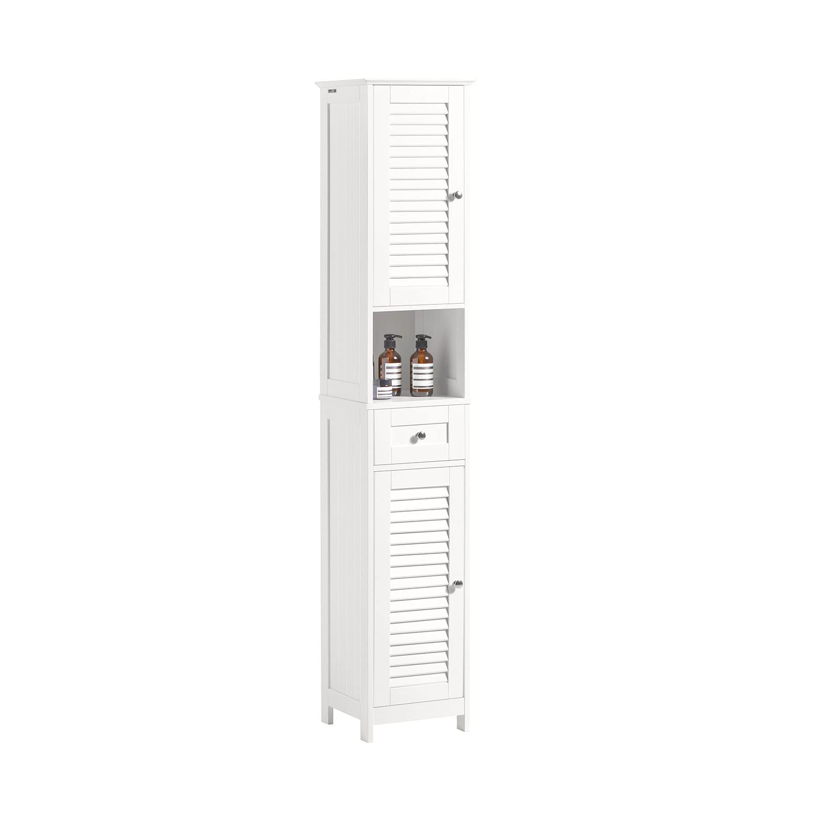 SoBuy 隙間収納 洗面所用キャビネット ランドリーラック スリム 幅32cm*奥行30cm＊高さ170cm 引き出し付き 北欧風 洗面所 収納 すきま収納 ランドリー収納 食器棚 脱衣所 収納 (FRG236-W/ホワイト)