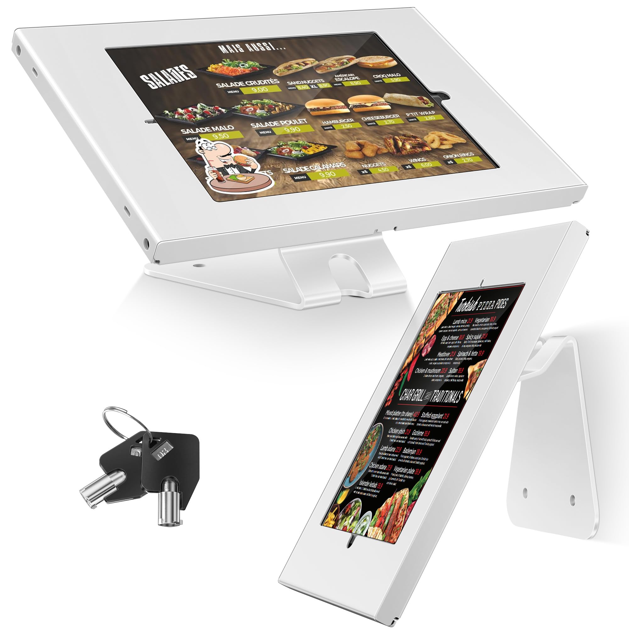 AboveTEK 防盗タブレットスタンド - iPad用ロック＆セキュリティスタンド、カウンタートップ＆壁掛けPOSスタンド、360&deg;回転式キオスクスタンド - 小売業に理想 (白)｜松陰屋 店