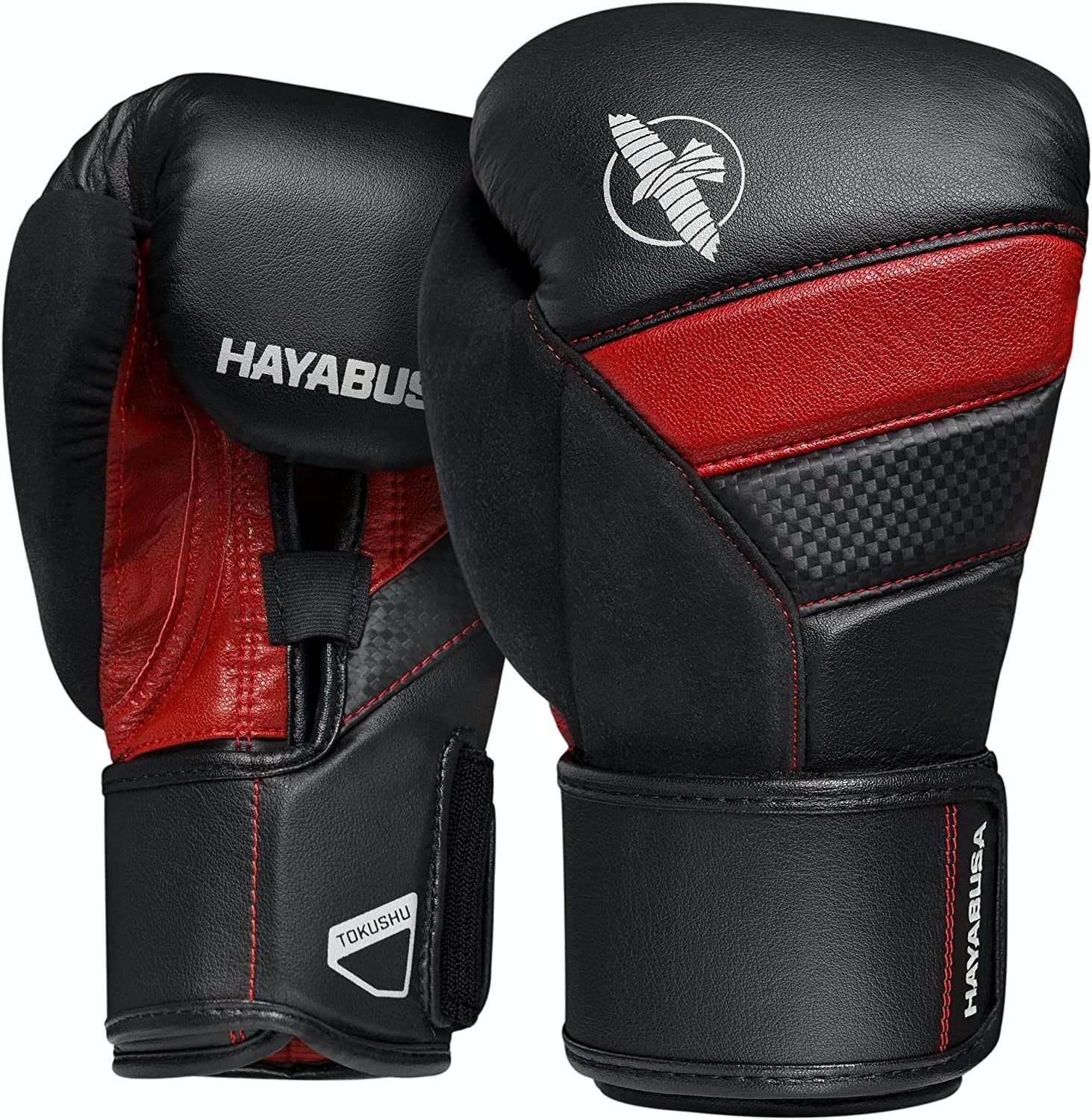 Hayabusa T3ボクシンググローブ（男女兼用） - ブラック/レッド, 10oz