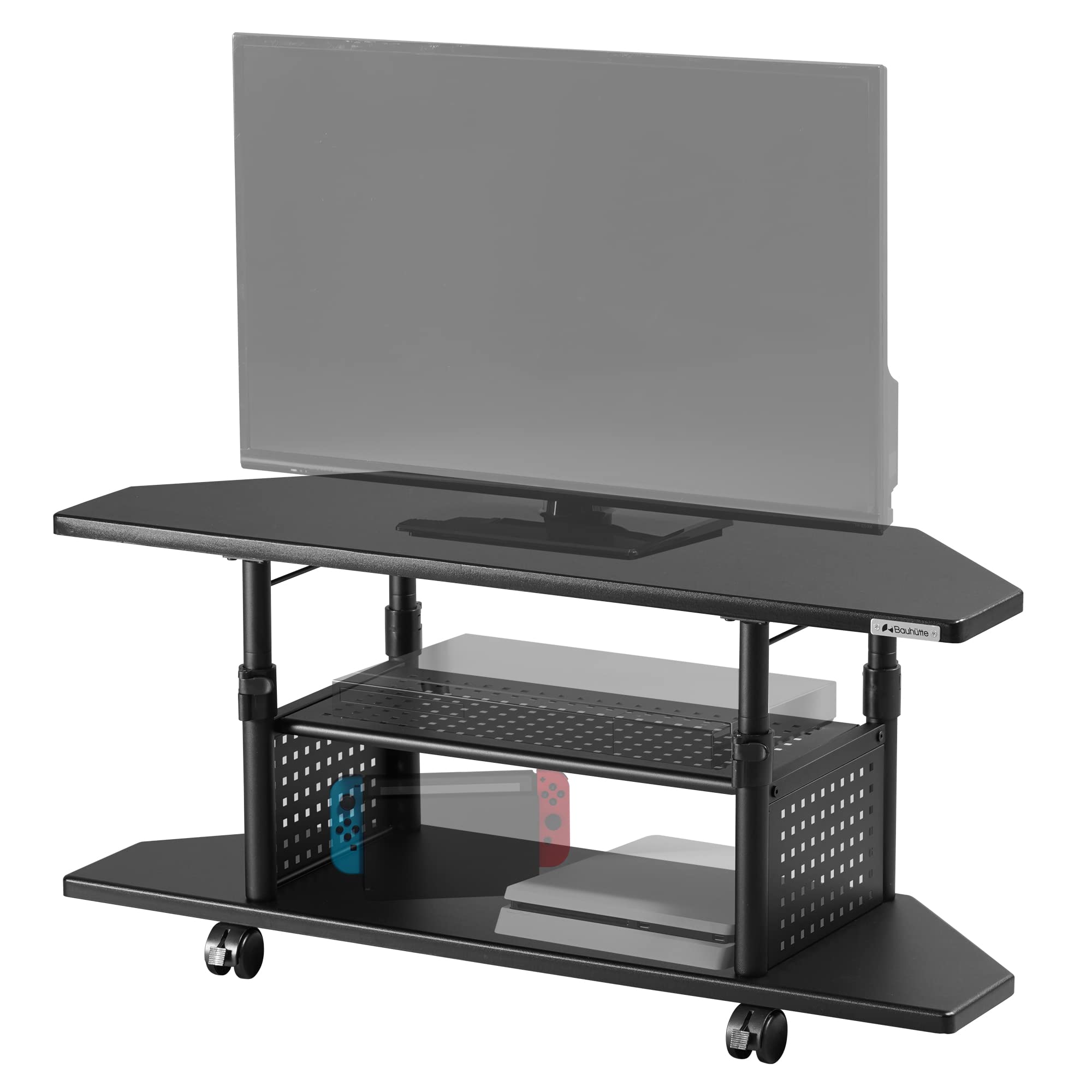 Bauhutte ( バウヒュッテ ) 昇降式 テレビ台 コーナーテレビ台 BHV-1000CH-BK 40インチ 対応 ( 幅 100 × 奥行 35 高さ 38.5-54.5 cm ) ブラック