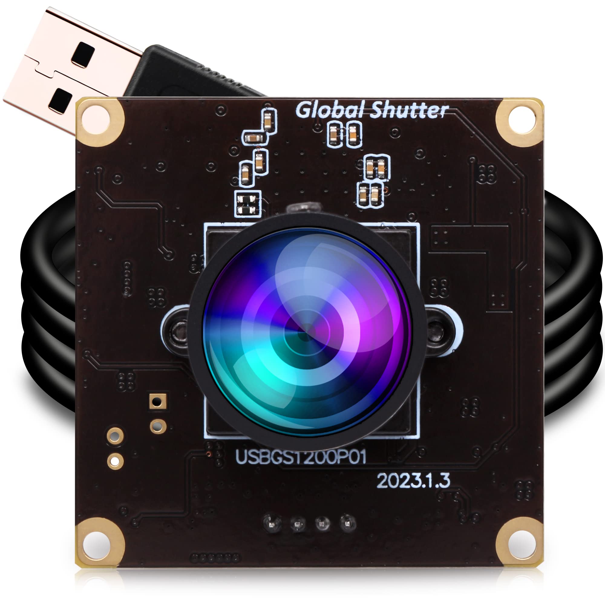 ELP 1080P グローバルシャッター USBカメラ 高速 ウェブカメラ 広角 小型 USBカメラモジュール パソコン Webカメラ ボード UVC USB2.0 埋め込み 産業用ビデオ Webかめらモジュール 高いフレームレート USB カメラ ボード