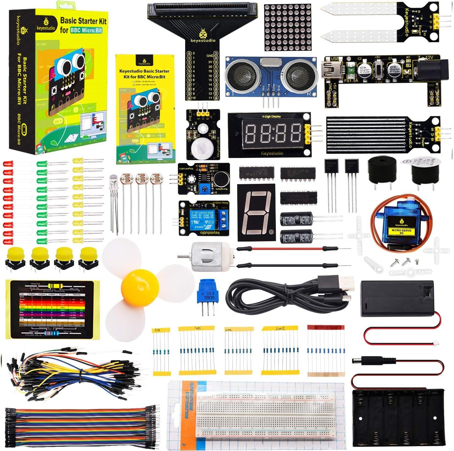 KEYESTUDIO ベーシックスターターキット BBC Microbit V2 V1.5用 (Micro:bitは含まれません) 35レッスンチュートリアル i2c LCD 5Vリレー LEDマトリックス ブレッドボードコンポーネント ティーンズ キッズ