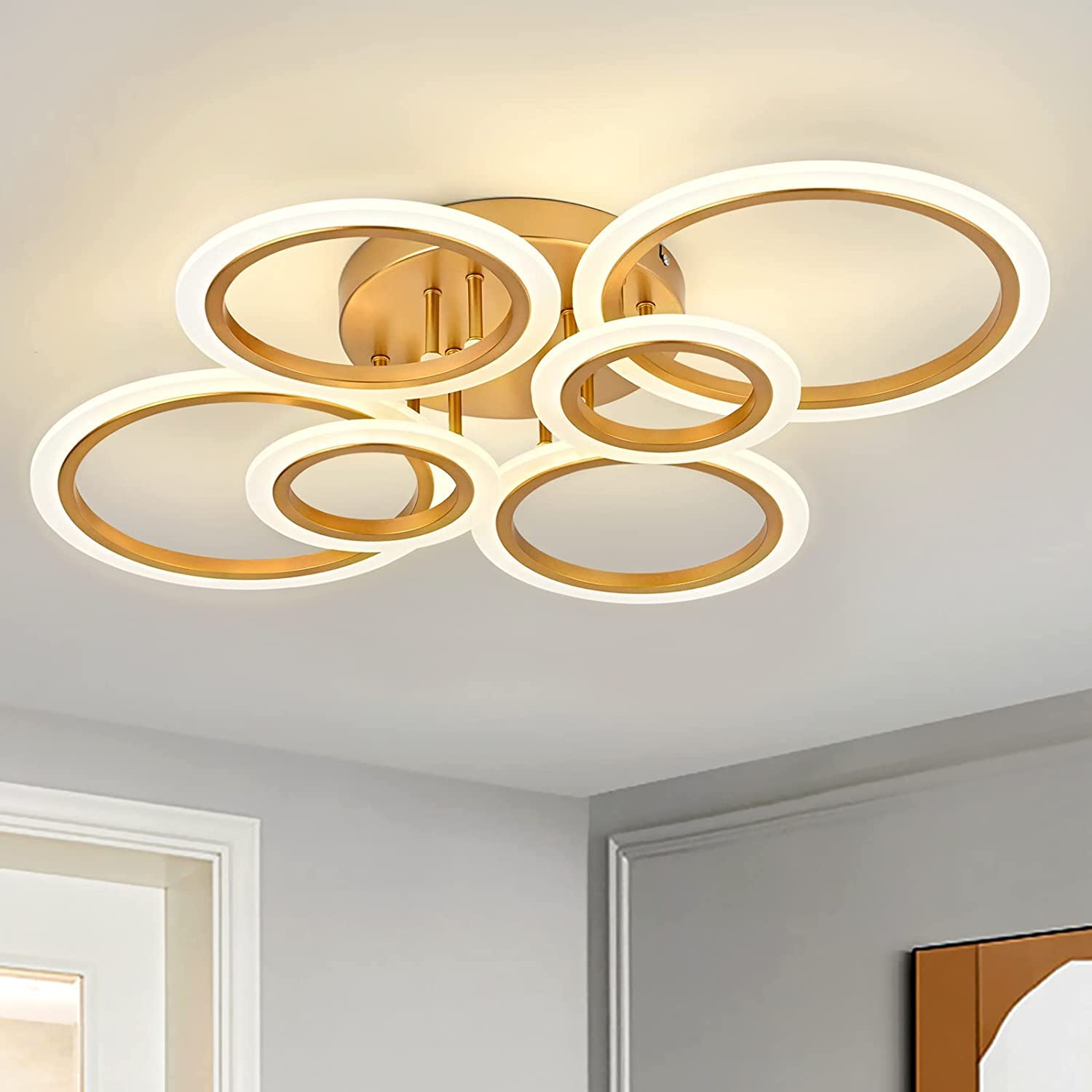 LED シーリングライト 8~20畳 おしゃれ 北欧 円形照明器具 天井照明 間接照明 APP遠隔制御/リモコン 無段階調光調色 常夜灯 高輝度 昼白色 昼光色 電球色 インテリア ライト リビング 和室 洋室 寝室 台所 洗面所 省エネ 節電 (80*6｜松陰屋 店
