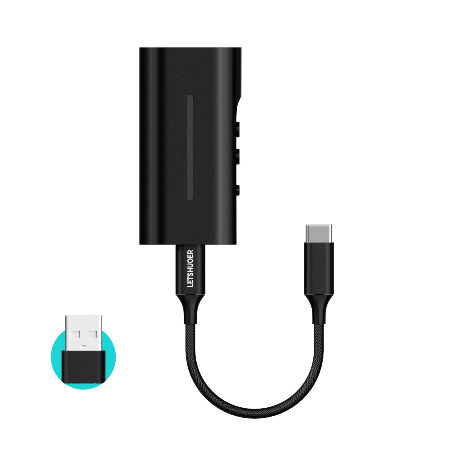 LETSHUOER DT03ポータブルUSB DACアンプ/3.5mm・4.4mm接続/DSD256 /32bit/384Khz/ハイレゾ対応/Hi-Res認証/アルミニウム合金材質/スマートフォン/PC/ノートパソコン/タブレット/プレイヤー用